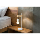 1 Light Vintage Table Light in Steel, White & Wood, Brown (0794TOW33163)