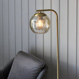1 light Floor Lamp in Satin Brushed Gold with Champagne Glass (0711DIM98271)