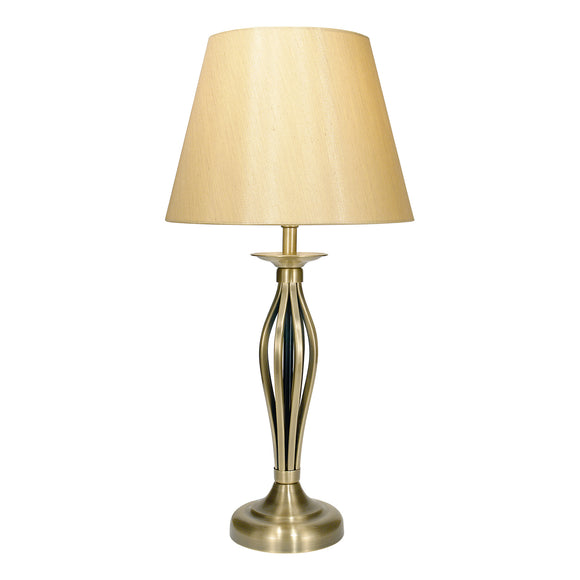 1 Light table lamp Antique Brass complete with Gold Shade (0183BYB4075)