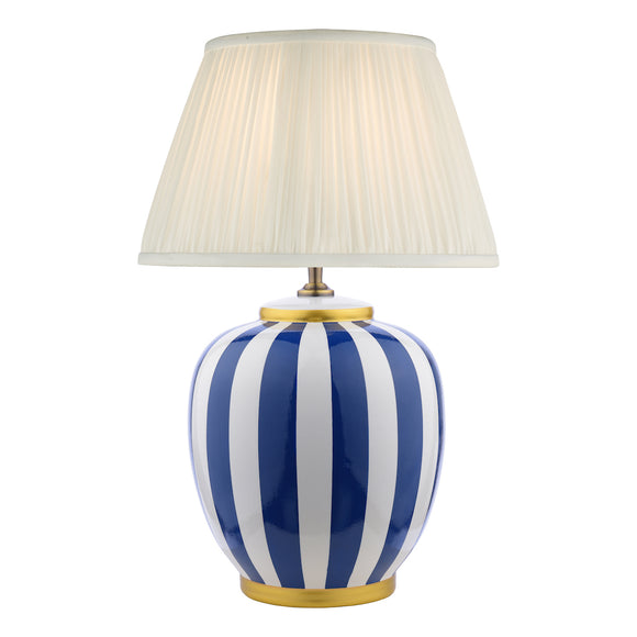 Ceramic Table Lamp in Blue & White Stripe With Shade (0183CIR4223)