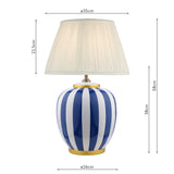 Ceramic Table Lamp in Blue & White Stripe With Shade (0183CIR4223)