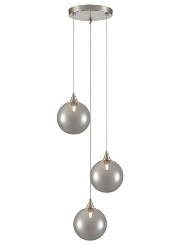 3 Light Cluster Satin Nickel with Smoked glass (0194GAL24533365)