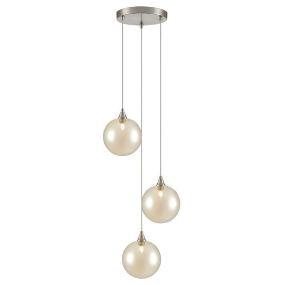 3 Light Cluster Satin Nickel with Amber glass (0194GAL24533366)