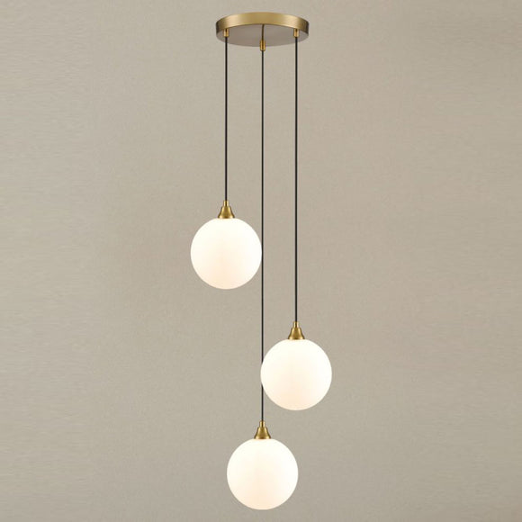 3 Light Cluster Aged Brass with Opal glass (0194GAL24683367)