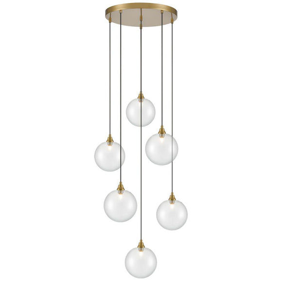 6 Light Cluster Aged Brass with Clear glass (0194GAL24686364)