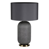 1 Light Table Lamp Grey Ribbed Glass and Antique Brass With Shade (0183HEL4239)