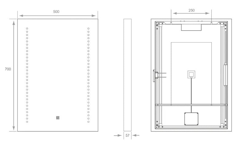 Tunable LED Bathroom Mirror 500 x 700 mm IP44 Dimmable Demister (1356H ...