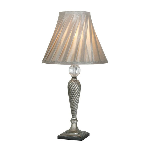 1 Light Table Lamp in Antique Silver with Shade Soft Grey (1284LASTL303)