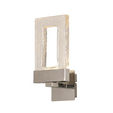 1 Light LED Wall Lamp, Polished Chrome, Rectangular Cut-out Glass (1230FRO17A)