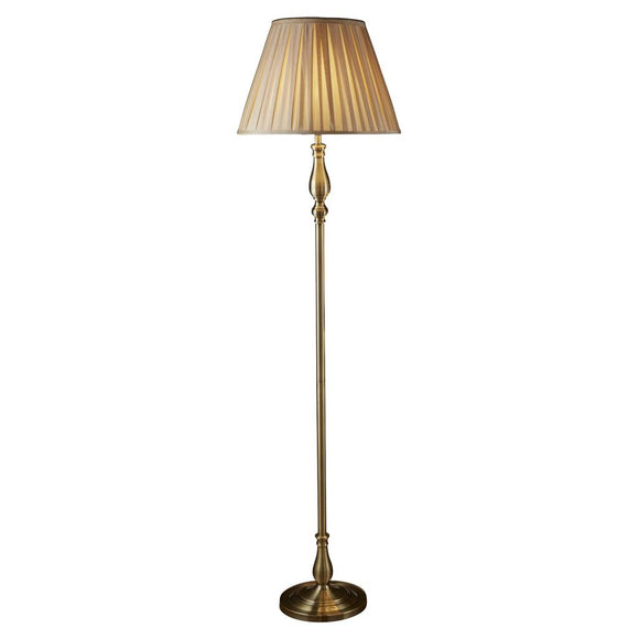 Floor Lamp - Antique Brass & Mink Pleated Shade (0483FLE5029AB)