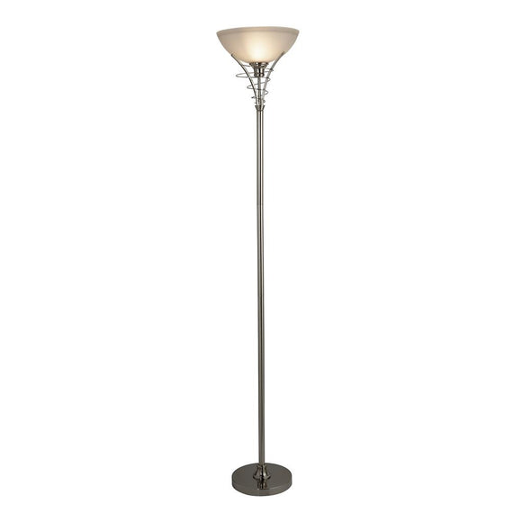 Uplighter Floor Lamp in Satin Silver and Acid Glass (0483LIN5222SS)