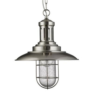 Caged Ceiling Pendant - Satin Silver & Seeded Glass (0483FIS5401SS)