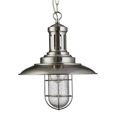 Caged Ceiling Pendant - Satin Silver & Seeded Glass (0483FIS5401SS)