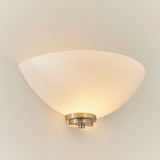 Wall light with a satin chrome finish complete with a white painted glass shade. (0711WEL1WBSC)