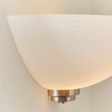 Wall light with a satin chrome finish complete with a white painted glass shade. (0711WEL1WBSC)