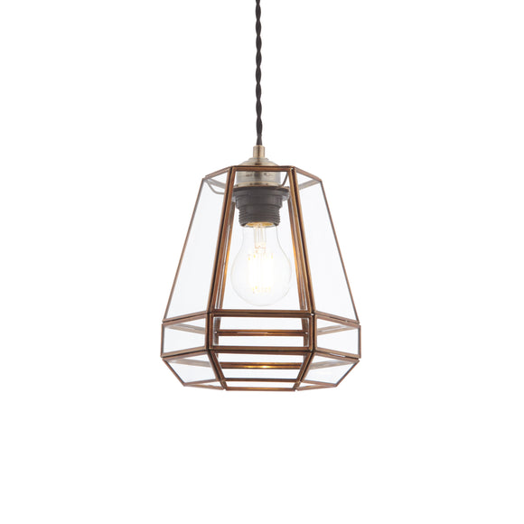 Glass Pendant Shade with an Antique Brass effect Trim (0711STO73287)