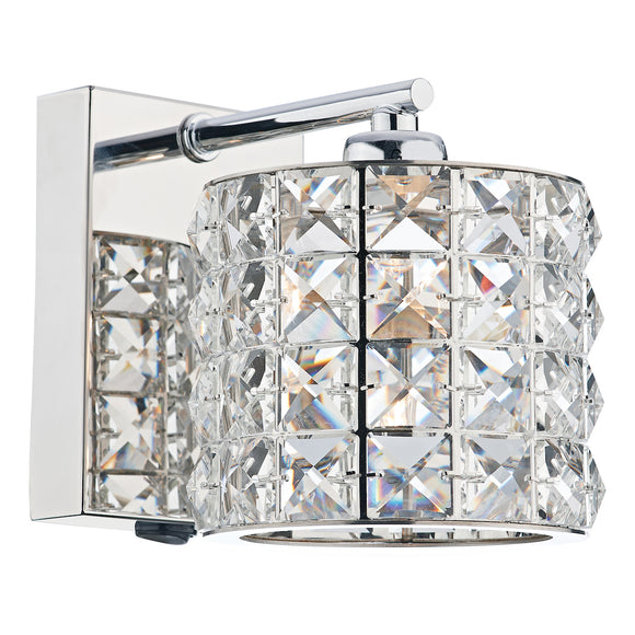 1 Light Wall Bracket Polished Chrome and Clear Faceted Crystal (0183AGN0750)