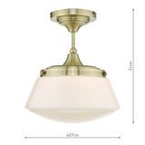 1 Light Bathroom Flush Antique Brass Opal Glass IP44 (0183CAD0175)