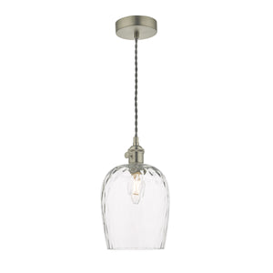 1 Light Pendant Antique Chrome with Dimpled Glass Shade (0183HAD016103)