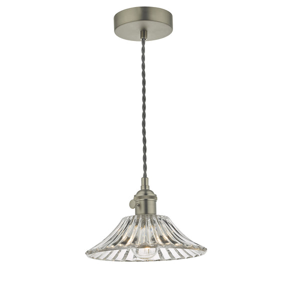 1 Light Pendant Antique Chrome with Flared Glass Shade (0183HAD016104)