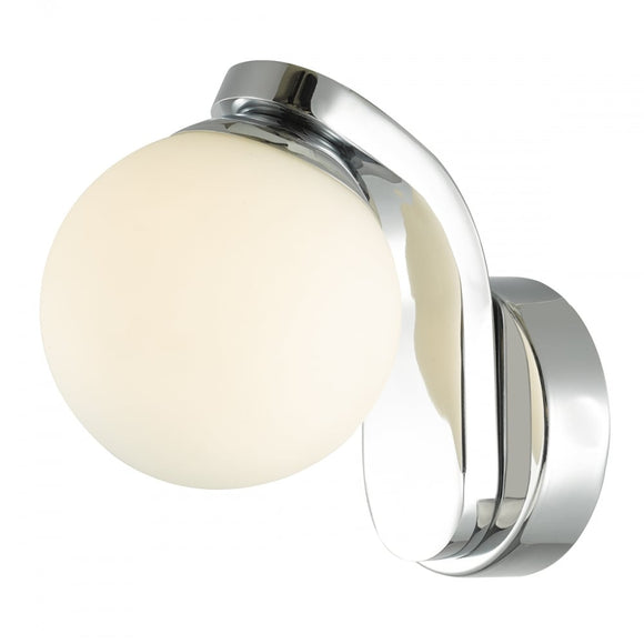 1 Light LED Bathroom wall light Polished Chrome Opal Glass IP44 (0183IKE0750)