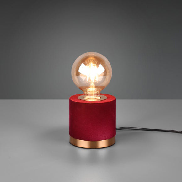 Red Velvet Table Lamp with Gold Finish (1542JUD1010)