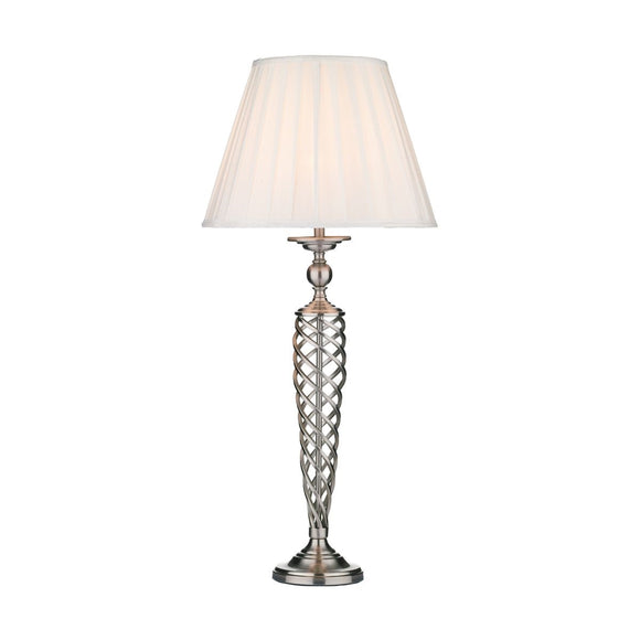 1 Light table lamp Satin Silver complete with White Pleated Shade (0183SIA4246)