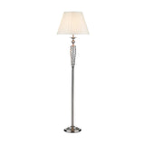 1 Light Floor Lamp Satin Silver complete with White Pleated Shade (0183SIA4946)