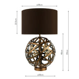 Woven Antique Copper Ball with Matching Lined Shade Table Lamp (0183VOY4264)