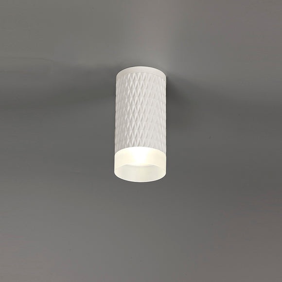 11cm Surface Mounted Ceiling Light in Sand White/Acrylic Ring (BUSTER166)