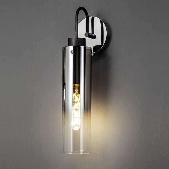 1 Light Tall Switched Wall Lamp, Black / Smoke Fade Glass (1230CHE03A)