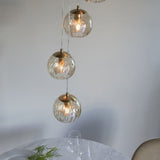 Modern Classic Styling 3 Light Cluster in Satin Brushed Gold with Champagne Glass (0711DIM91971)