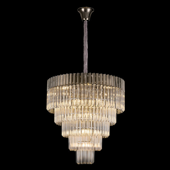 19 Light Ceiling Pendant in Polished Nickel finish with Clear Sculpted Glass (1230GEN36A)