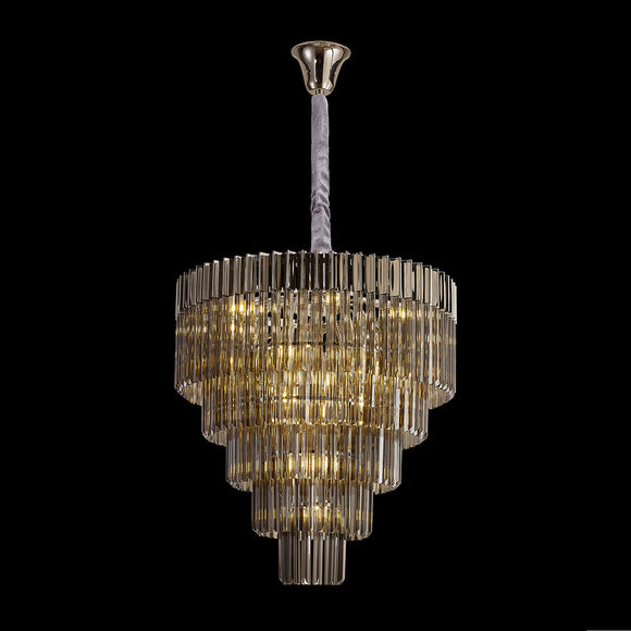 19 Light Ceiling Pendant in Polished Nickel finish with Smoke Sculpted Glass (1230GEN62G)