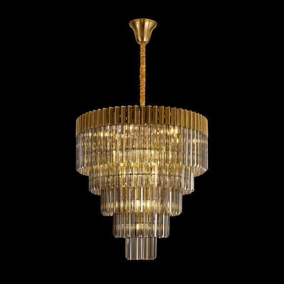 19 Light Ceiling Pendant in Brass finish with Smoked Sculpted Glass (1230GEN62B)