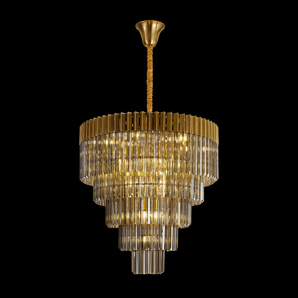 19 Light Ceiling Pendant in Brass finish with Clear Sculpted Glass (1230GEN28A)