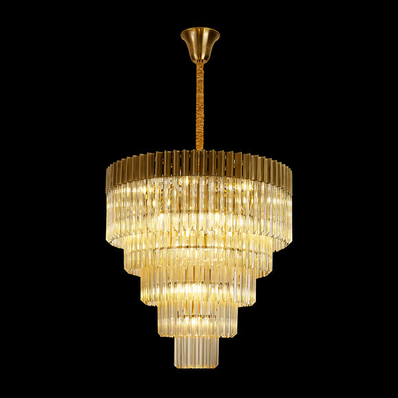 19 Light Ceiling Pendant in Brass finish with Cognac Sculpted Glass (1230GEN62A)