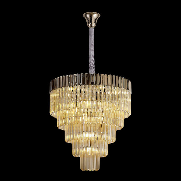 19 Light Ceiling Pendant in Polished Nickel finish with Cognac Sculpted Glass (1230GEN62F)