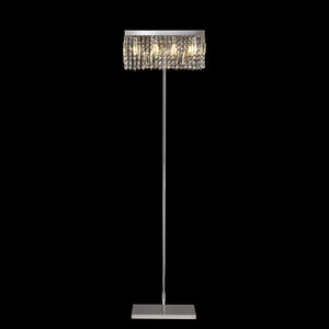 50x15cm Rectangular Floor Lamp, 4 Light E14, Polished Chrome/Crystal (1230HAL111B)