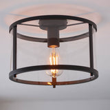 1 Light Flush in Matt Black with Clear Glass Shade (0711HOP101540)