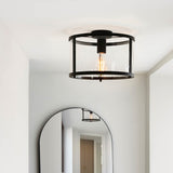 1 Light Flush in Matt Black with Clear Glass Shade (0711HOP101540)