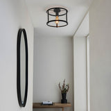 1 Light Flush in Matt Black with Clear Glass Shade (0711HOP101540)