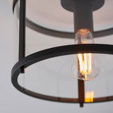 1 Light Flush in Matt Black with Clear Glass Shade (0711HOP101540)