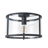 1 Light Flush in Matt Black with Clear Glass Shade (0711HOP101540)