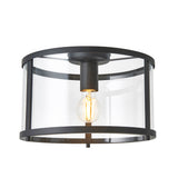 1 Light Flush in Matt Black with Clear Glass Shade (0711HOP101540)