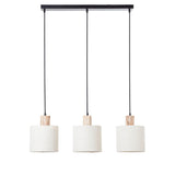 Scandi Inspired 3 Light Linear Pendant - Wood/Linen (0711DUR101681)