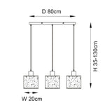 Scandi Inspired 3 Light Linear Pendant - Wood/Linen (0711DUR101681)