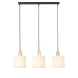 Scandi Inspired 3 Light Linear Pendant - Wood/Linen (0711DUR101681)
