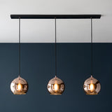 3 Light Linear Pendant in Matt Black with Copper Mirrored Glass (0711BOL102929)