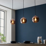 3 Light Linear Pendant in Matt Black with Copper Mirrored Glass (0711BOL102929)